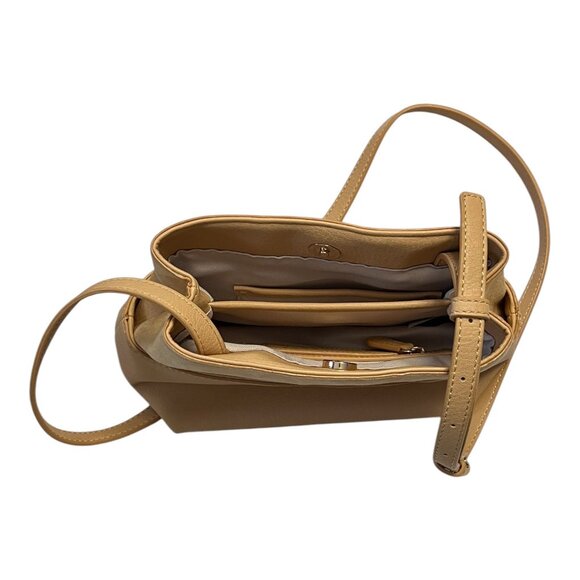 Lauren Conrad Crossbody Bag Light Tan Faux Leather Suede Gold Hardware 9.5x7.5x5 - Picture 3 of 7